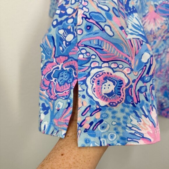 Talbots Bright Flowing Floral Lace Trim Tunic Beachy Casual Colorful Size 1X - Picture 6 of 9